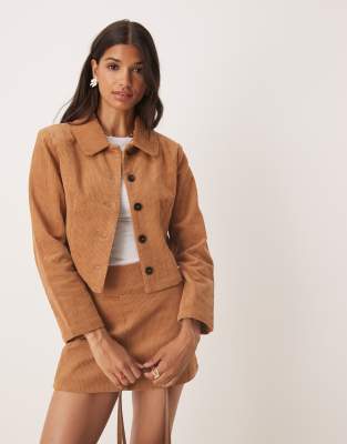Glamorous - Cropped Cordjacke in Braun, Kombiteil