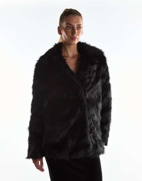 Glamorous Cropped faux fur jacket in black - view 1