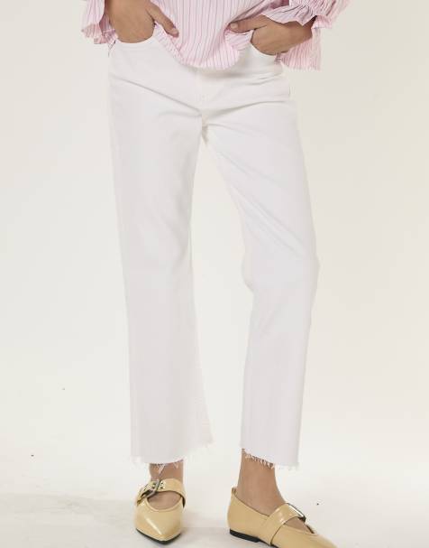 Glamorous Cropped flared jeans in white