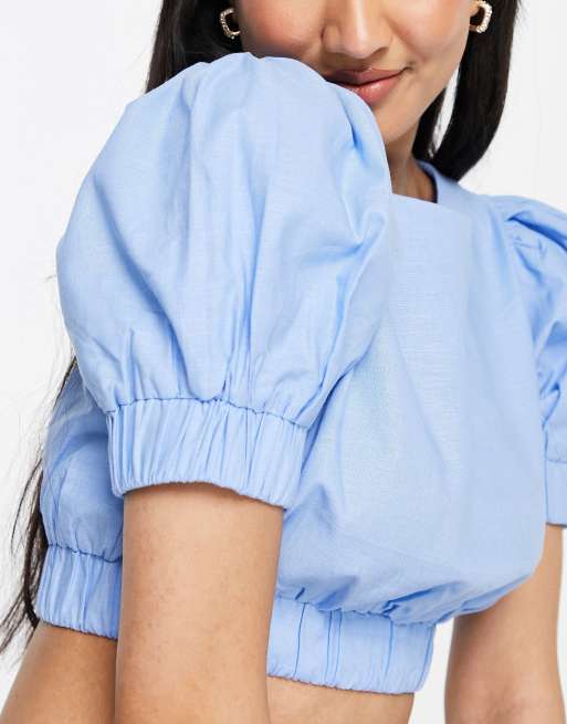 Light blue 2025 puff sleeve blouse