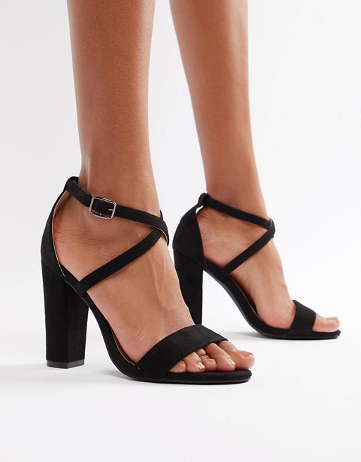 Glamorous | Glamorous Silver Ankle Strap Heeled Court Shoes