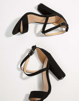 cross strap block heel sandals