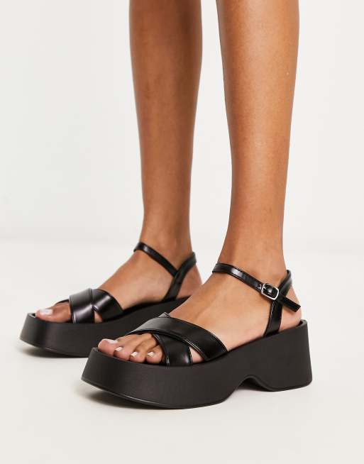 All black 2024 platform sandals