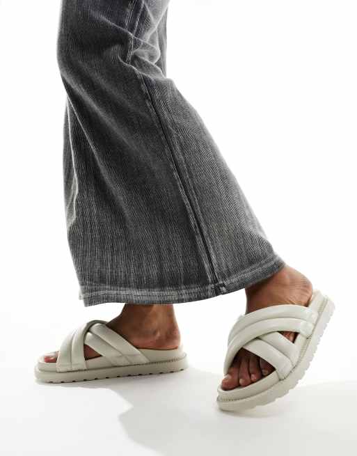 Cross strap slide sandals store