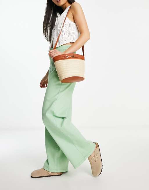 Glamorous Crossbody tas van stro en PU in bruin ASOS