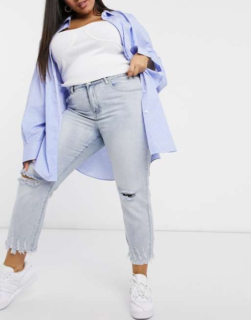 Glamorous Curve - Afslappede jeans i slidt og bleget stonewash-denim, 4 af 4