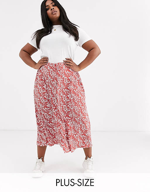 Glamorous Curve button through midaxi skirt in vintage floral | ASOS