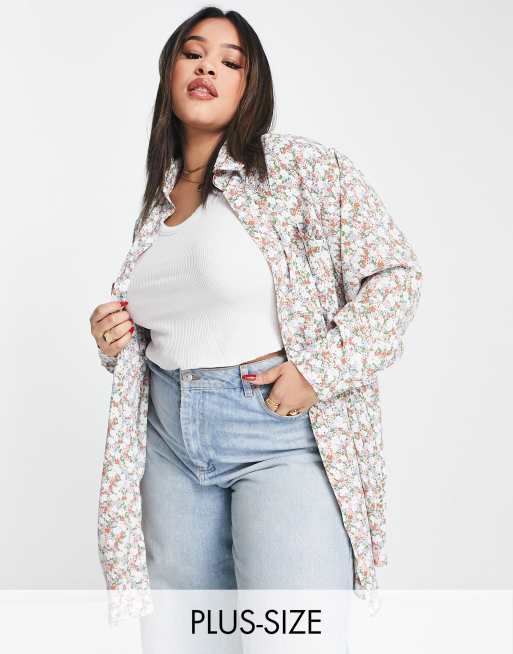 Glamorous Curve - Camicia boyfriend comoda a fiori rétro