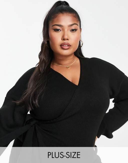 Glamorous Curve - Cardigan a portagoglio spesso nero