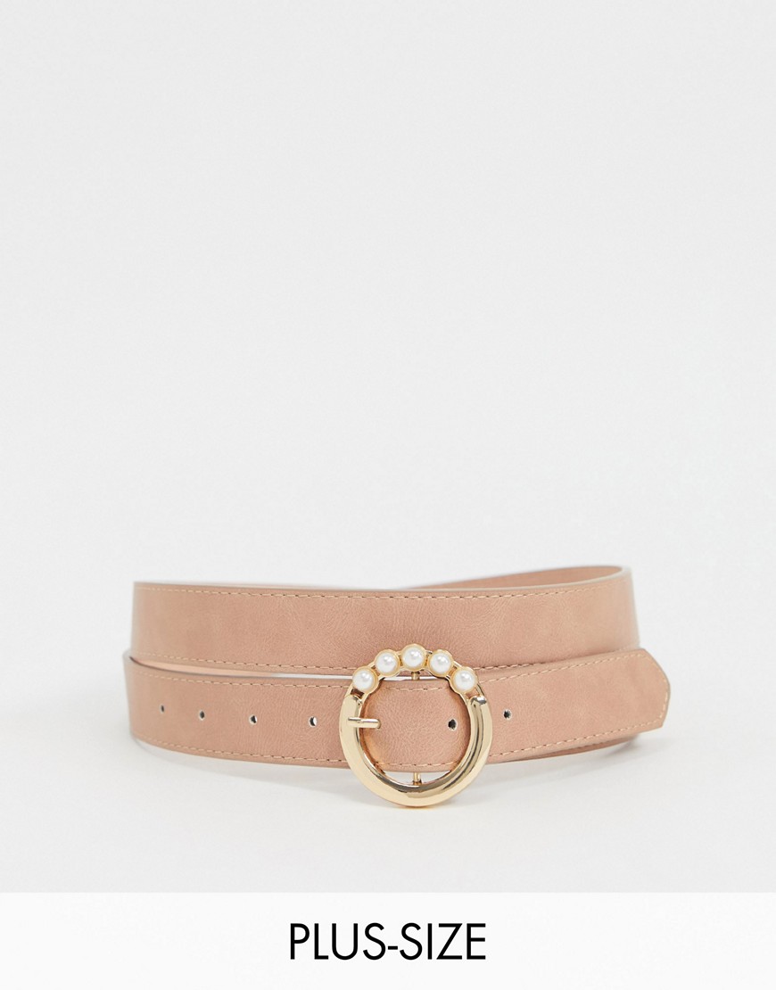 Glamorous Curve - Cintura da jeans rosa per vita e fianchi con fibbia decorata