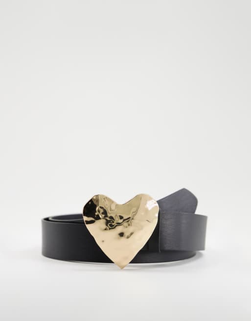 Glamorous Curve - Cintura per vita e fianchi con fibbia a cuore color oro martellato