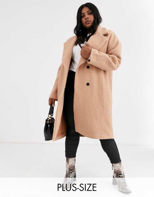 Glamorous Curve double breasted wool coat with tie waist | ASOS