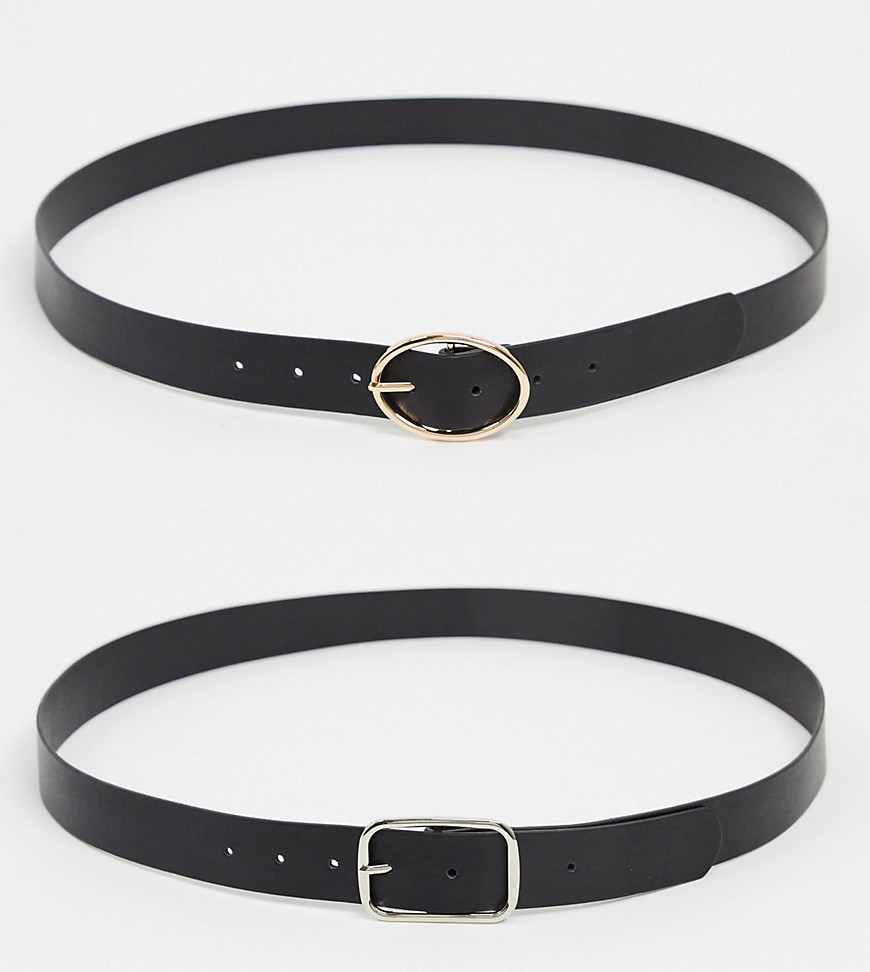 Glamorous Curve Exclusive belt 2-pack in black