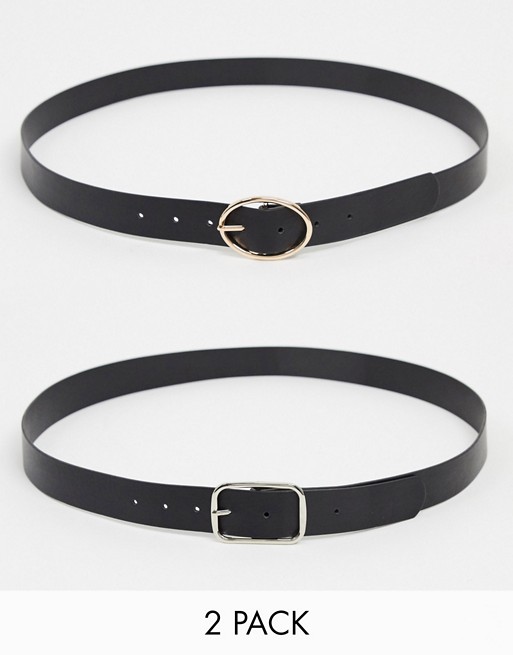 Glamorous Curve Exclusive belt multipack x 2 in black