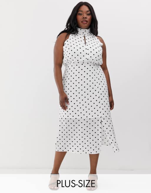 Glamorous curve polka dot midi clearance dress