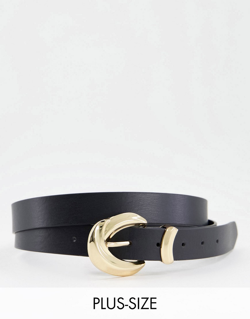 Glamorous Curve Hip And Waist Belt With Chunky Gold Hardwear-black