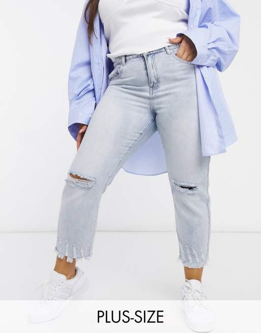 Glamorous Curve - Jeans comodi lavaggio color pietra candeggiato effetto vissuto