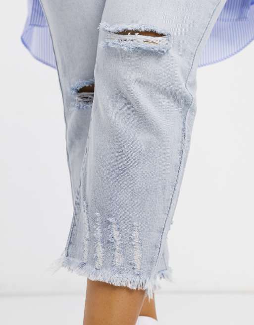 Glamorous Curve - Jeans comodi lavaggio color pietra candeggiato effetto vissuto, 3 di 4