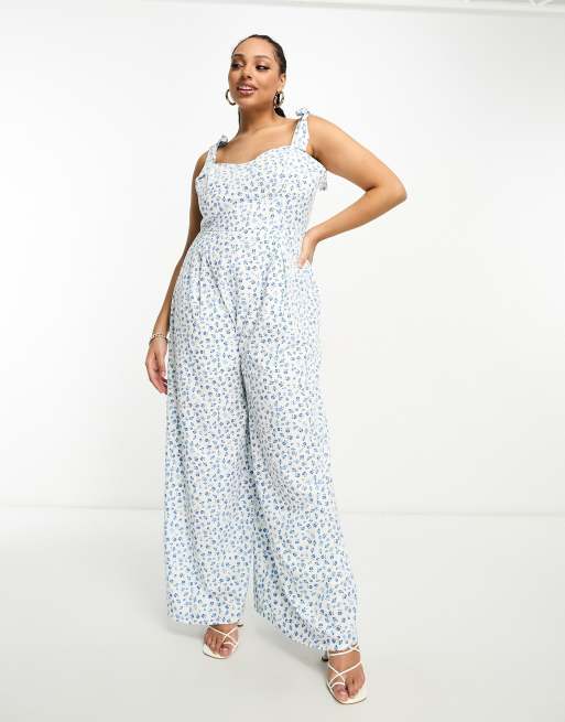 Glamorous Curve Jumpsuit mit KorsettTaille, gebundenen Trägern und