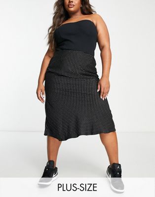 Glamorous Curve 90s satin slip skirt in black micro spot - ASOS Price Checker