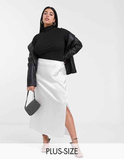 Glamorous Curve – Knöchellanger, strukturierter Rock aus Satin