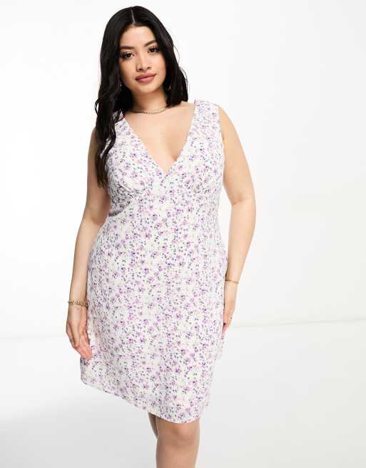 Glamorous Curve – Ljuslila, vårblommig miniklänning i 90-talsstil, 3 av 4