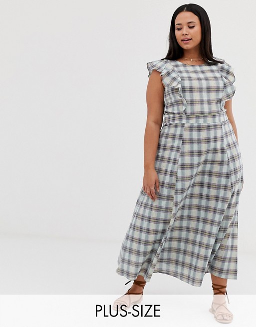 Glamorous Curve maxi dress with full skirt in check