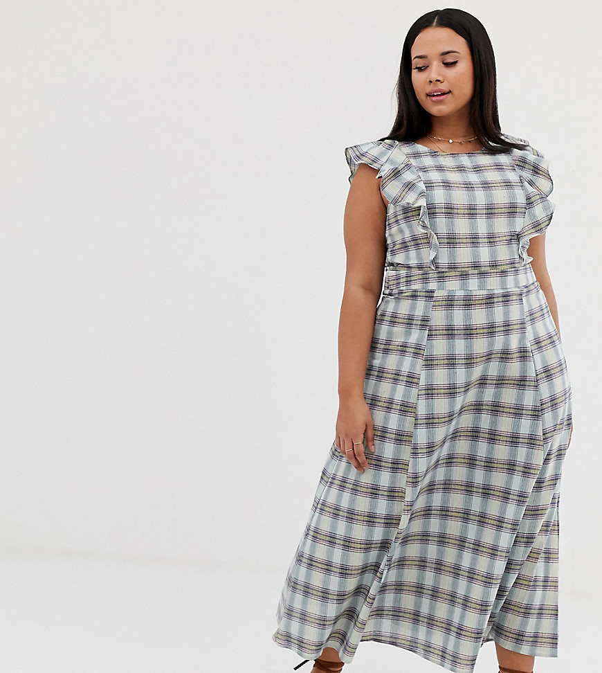 Glamorous Curve maxi dress with full skirt in check-Multi