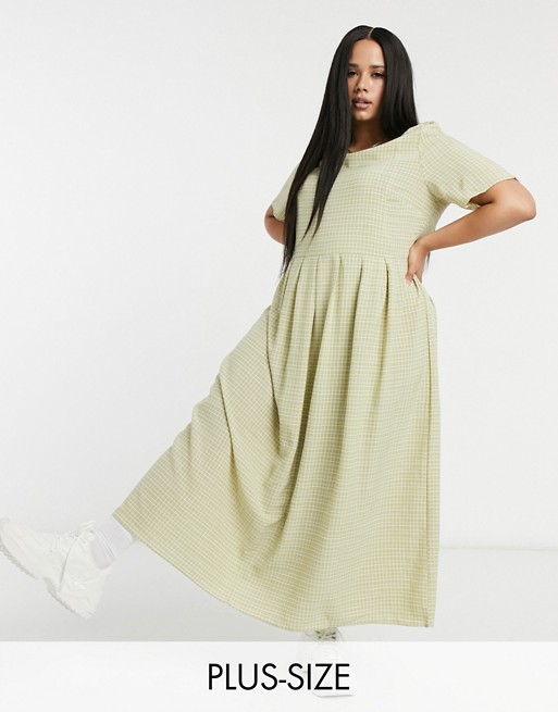 Glamorous Curve maxi smock dress in grid check