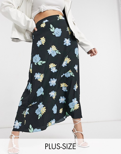 Glamorous Curve midi skirt in bold floral