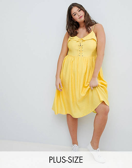 Glamorous Curve Midi Sundress With Lace Up Front