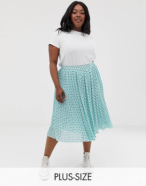 Glamorous Curve plisse midi skirt in mini star print