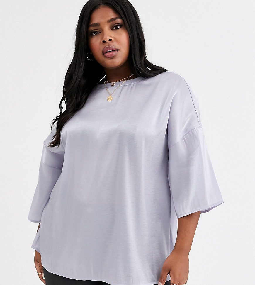 Glamorous Curve relaxed top in soft organza-Grey