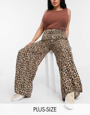 plus size leopard pants