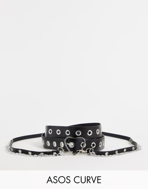 Glamorous Curve - Riem met kettingen, hartjes en oogjes in zilver, 2 van 4