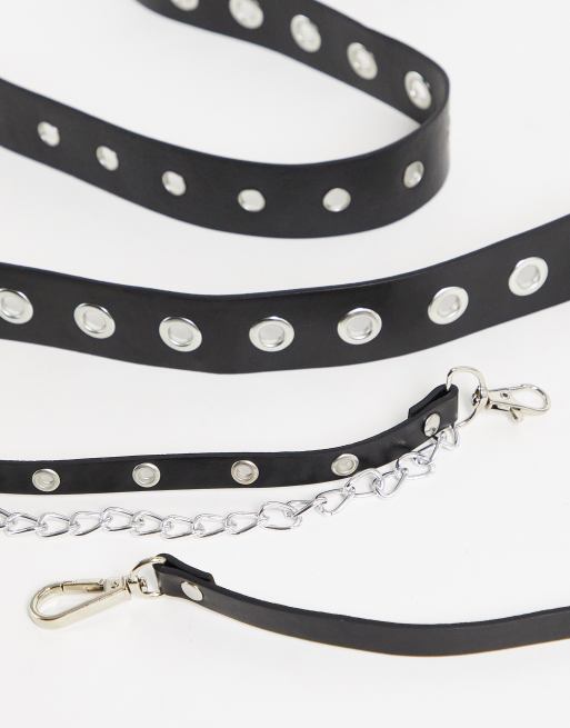 Glamorous Curve - Riem met kettingen, hartjes en oogjes in zilver, 4 van 4