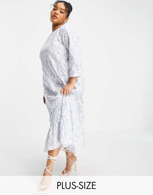 Glamorous Curve Robe babydoll longue à imprimé fleuri avec ourlet à