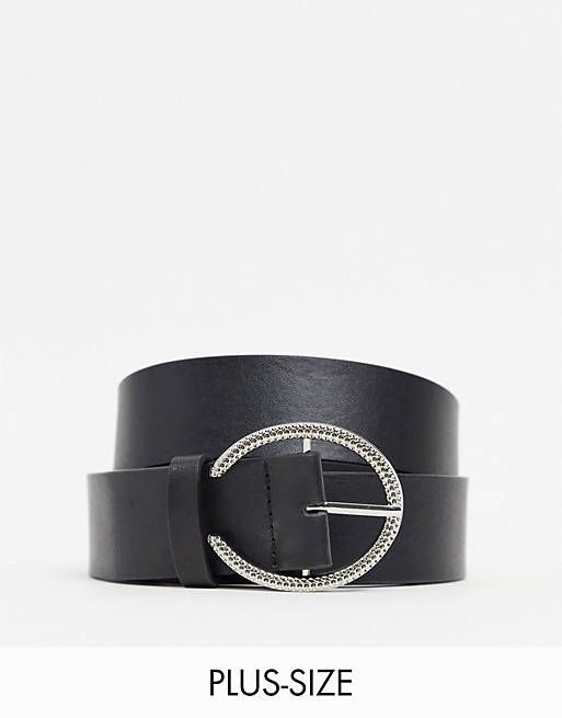 Glamorous Curve – Schwarzer Gürtel mit minimalistischer, runder Silberschnalle