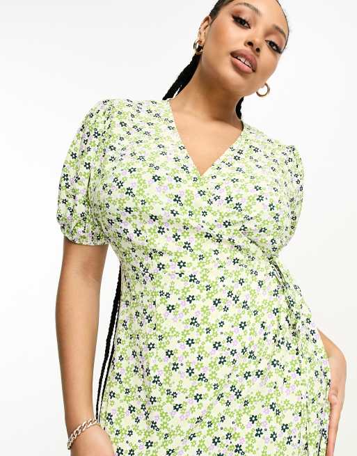 John zack short 2024 sleeve wrap dress green