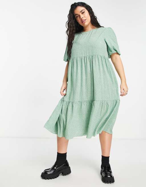 Glamorous Curve – Småblommig smockklänning i midilängd med knytning baktill, 4 av 4