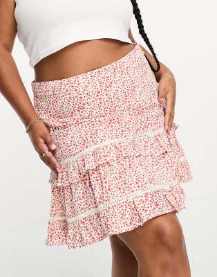 Glamorous Curve tiered mini flippy skirt in vintage bud floral - ASOS Price Checker