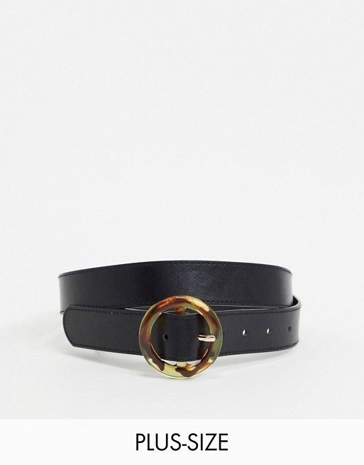 Glamorous Curve tortoiseshell circle buckle black waist and hip jeans belt