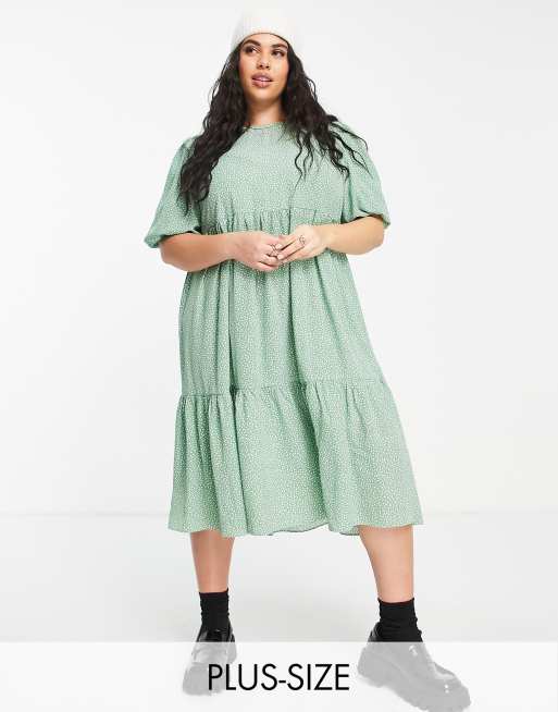 Glamorous Curve - Vestito grembiule midi con laccio sul retro a fiorellini