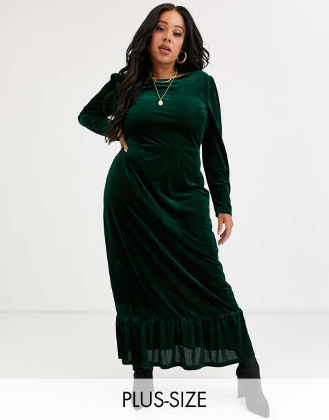 Glamorous Curve - Vestito midi con fondo a peplo in velluto