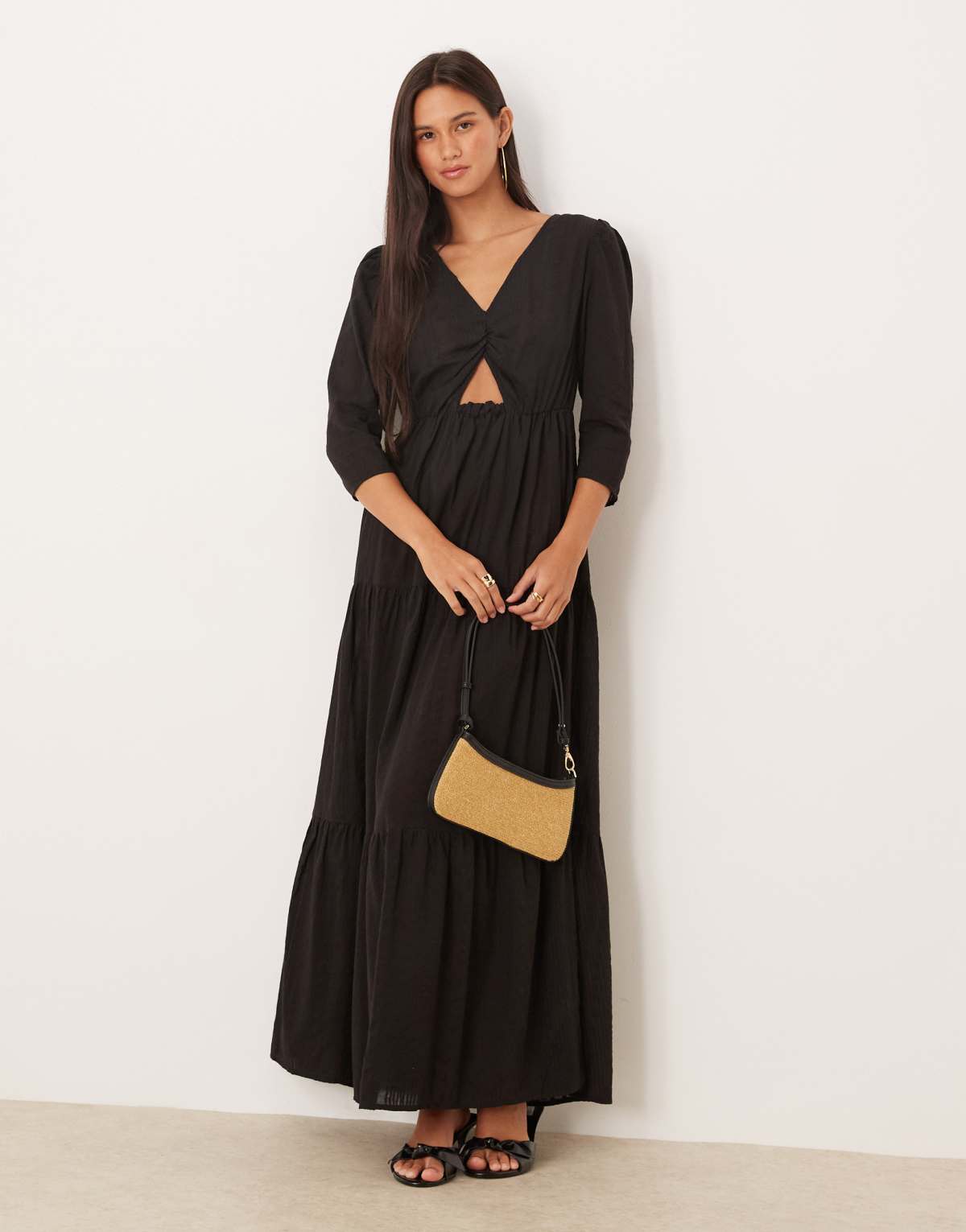Glamorous Cut out midi dress in black
