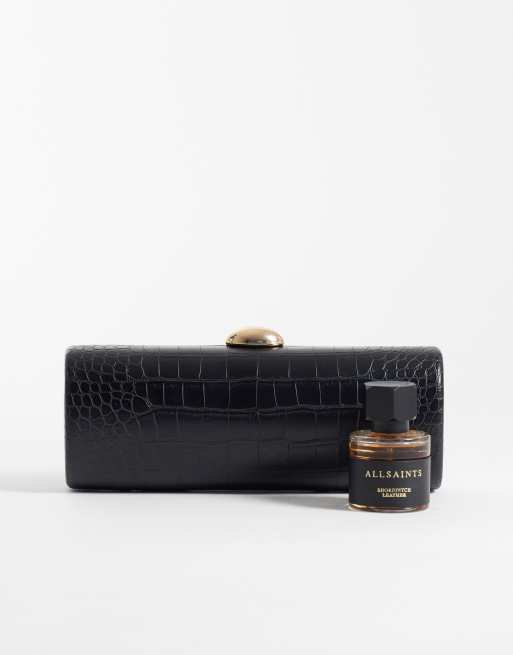 Glamorous cylinder clutch bag in black croc embossed , 4 of 4
