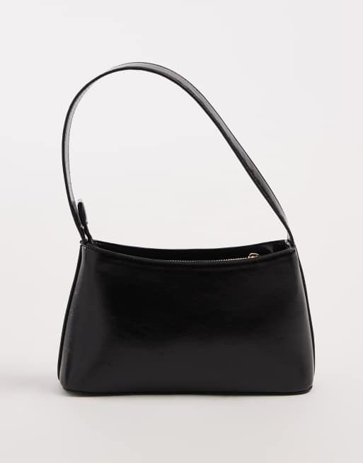 Glamorous – Czarna minimalistyczna lakierowana torebka na ramię, 2 z 4