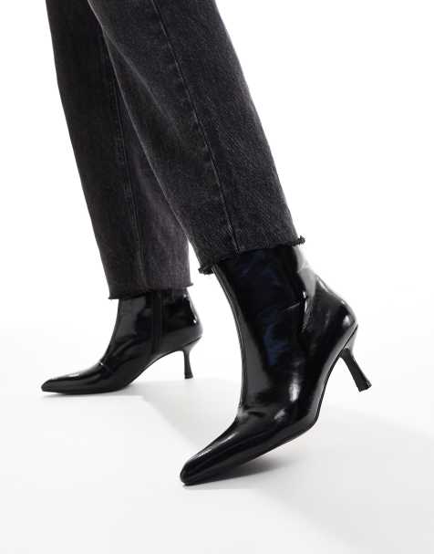 Glamorous – Czarne buty do kostki na obcasach kaczuszkach - view 1