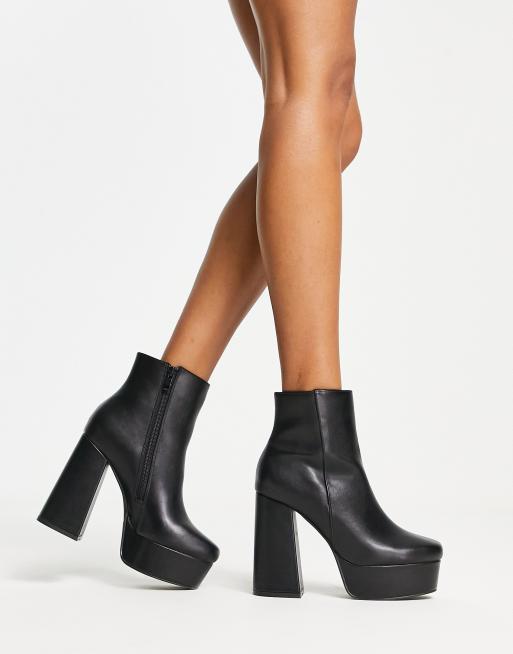 Glamorous – Czarne buty do kostki na wysokiej platformie