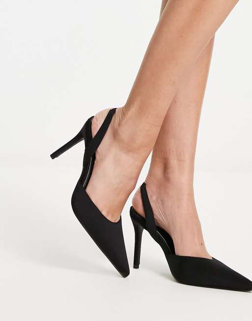 Glamorous – Czarne buty na obcasie z paskiem za piętą, 3 z 4